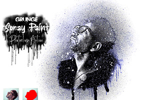 Grunge Spray Paint Photoshop Action, a Brushes & More by Studio Retouch