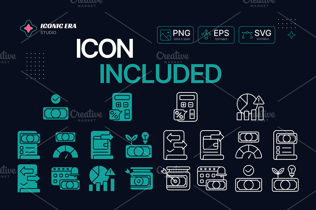 FinTech App Icon Set (20 Icons), an Outline Icon by Iconic Era (Photo 2 of 3)