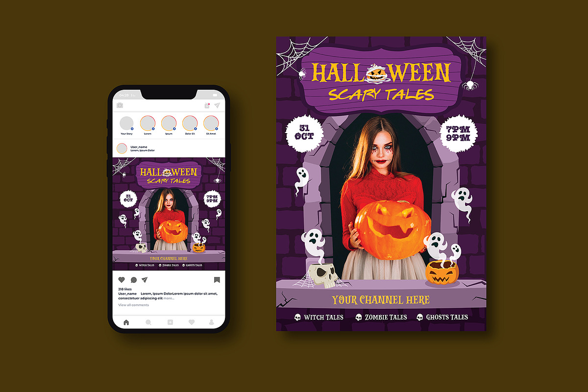 Halloween Scary Tales Flyer, a Flyer Template by iDoodle Studio