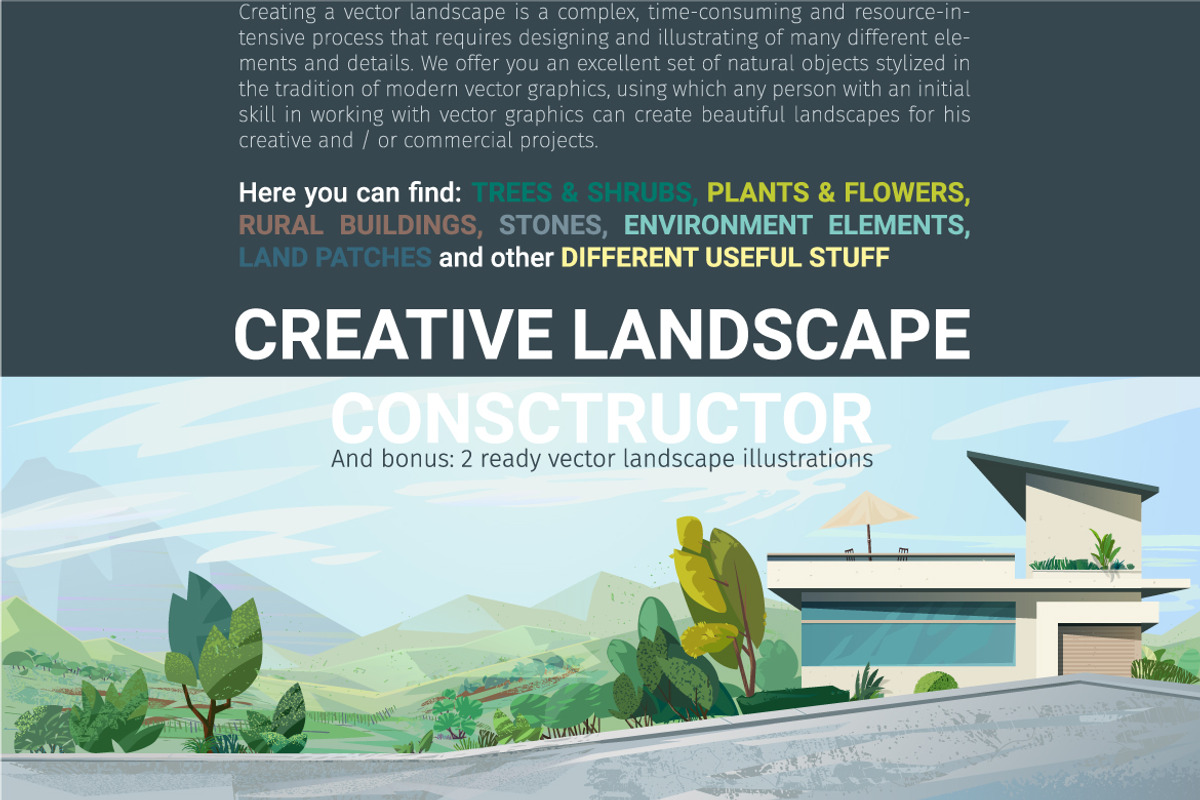 Creative landscape construction kit, an Object Illustration by Digithings (Photo 1 of 10)