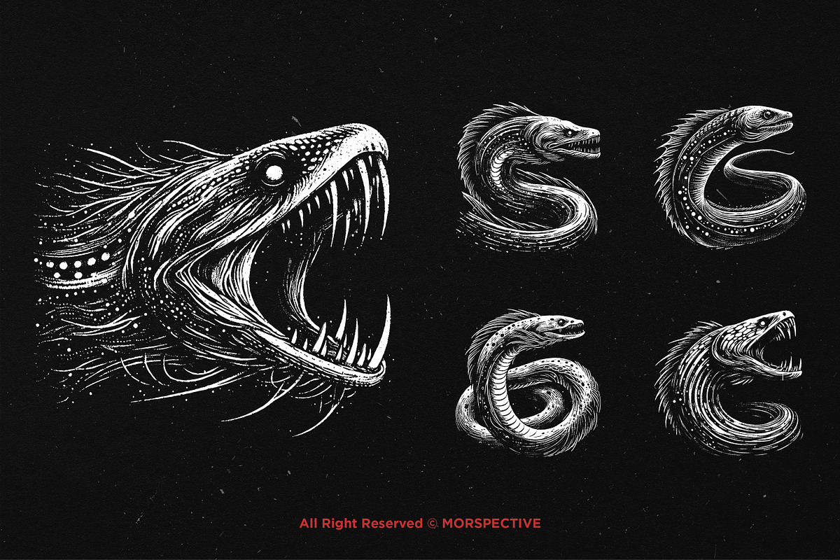 10 Bundle Dark Art Eel Aquatic Fish, an Illustration by Morspective (Photo 3 of 7)