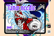 Tattoo needle brushSet for Procreate, a Brush Add-On by Luuuka studio (Thumbnail 1 of 6)
