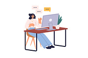 Business women work at computer set, a Work Illustration by Good Studio (Thumbnail 2 of 4)