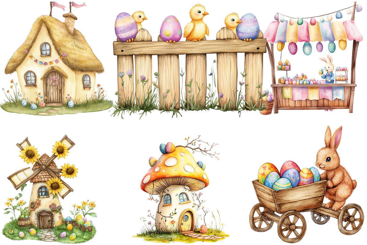 Easter Village Clipart, an Illustration by DreamArtGraphic (Photo 2 of 4)