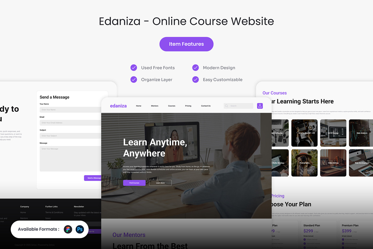 Edaniza - Online Course Website Temp, an UI Kit Template by Kmg Design (Photo 1 of 2)