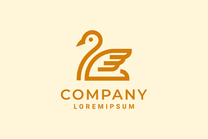 Minimalist line art duck logo, a Branding & Logo Template by Saba Vector