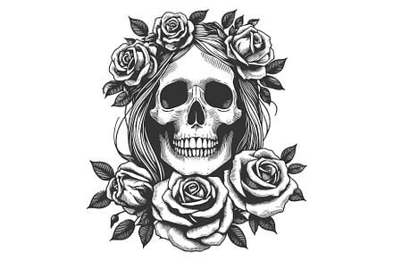 Skull and Roses tattoo design, an Object Illustration by AlexArt