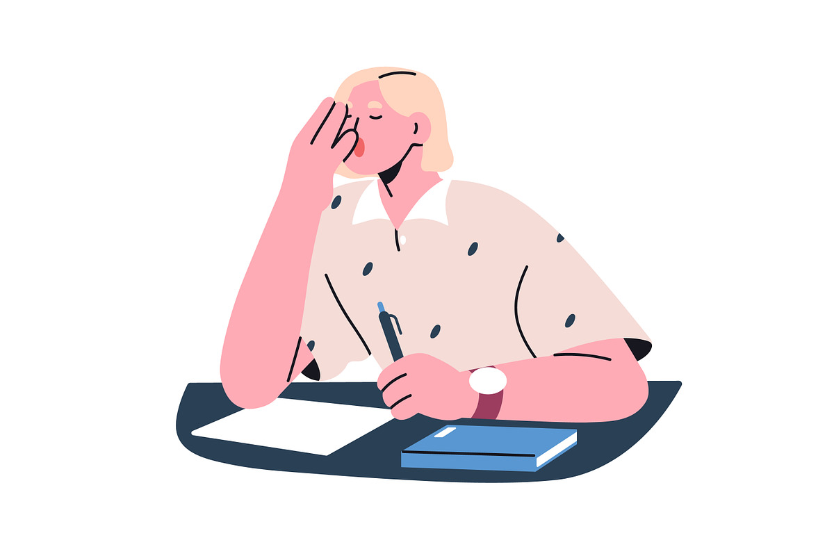 Tired people work at desk set, a Person Illustration by Good Studio (Photo 9 of 9)
