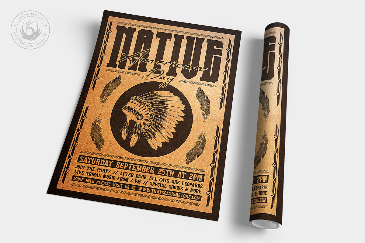 Native American Day Flyer Template 2, a Flyer Template by ThatsDesign Art