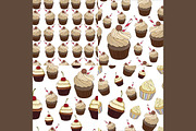 Vector set with cupcakes, a Background Graphic by lycka (Thumbnail 3 of 6)
