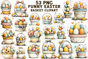 Funny Easter Basket Clipart, an Illustration by Sublimation Artist
