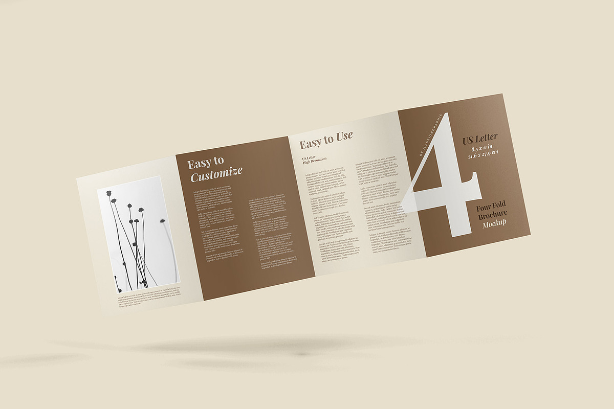 4 Fold US Letter Brochure Mockup, an Advertising Mockup by Illusiongraphic (Photo 6 of 20)