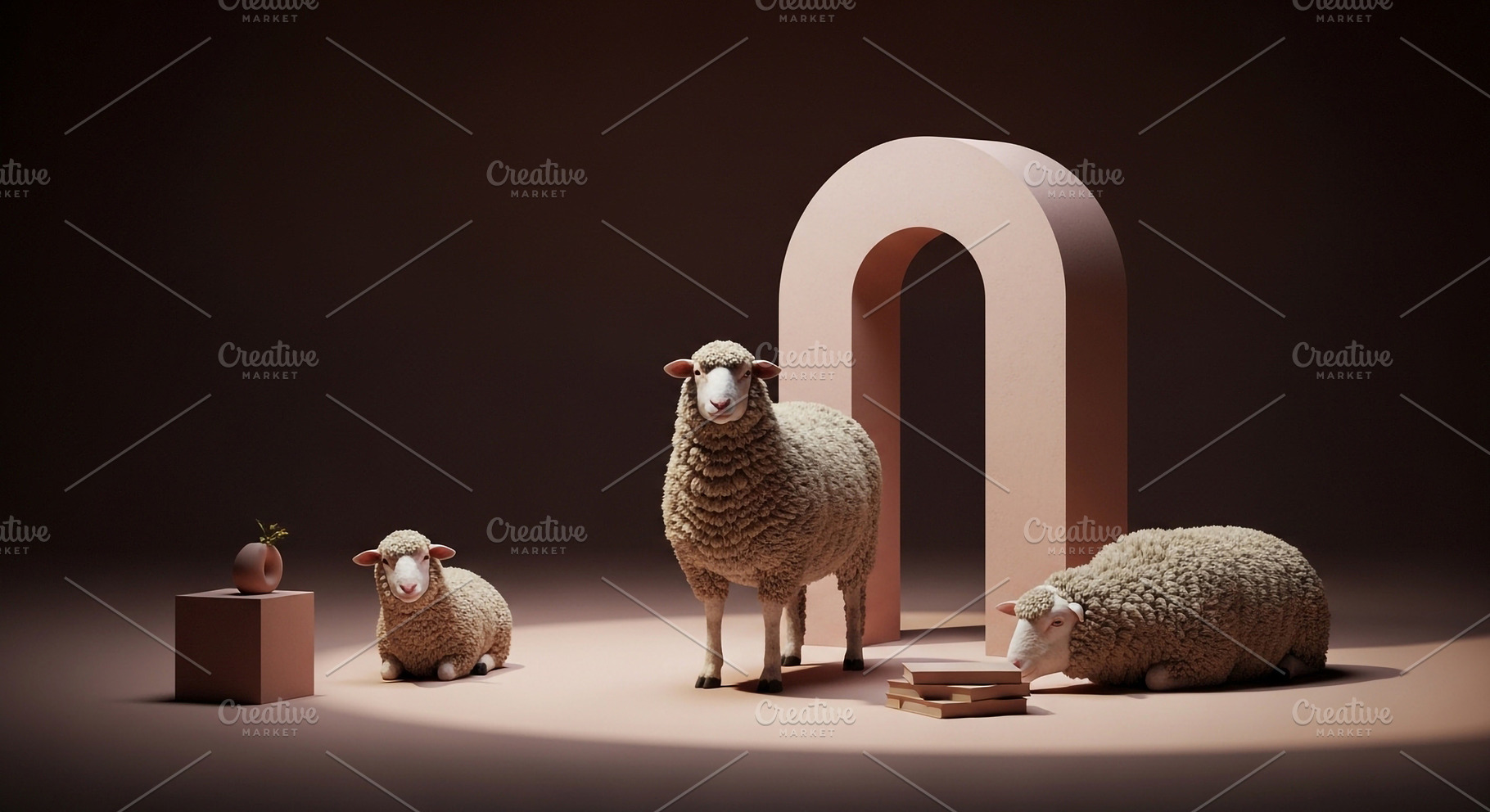 Three woolly sheep with studio setup, an Animal Photo by zahidhossainalif