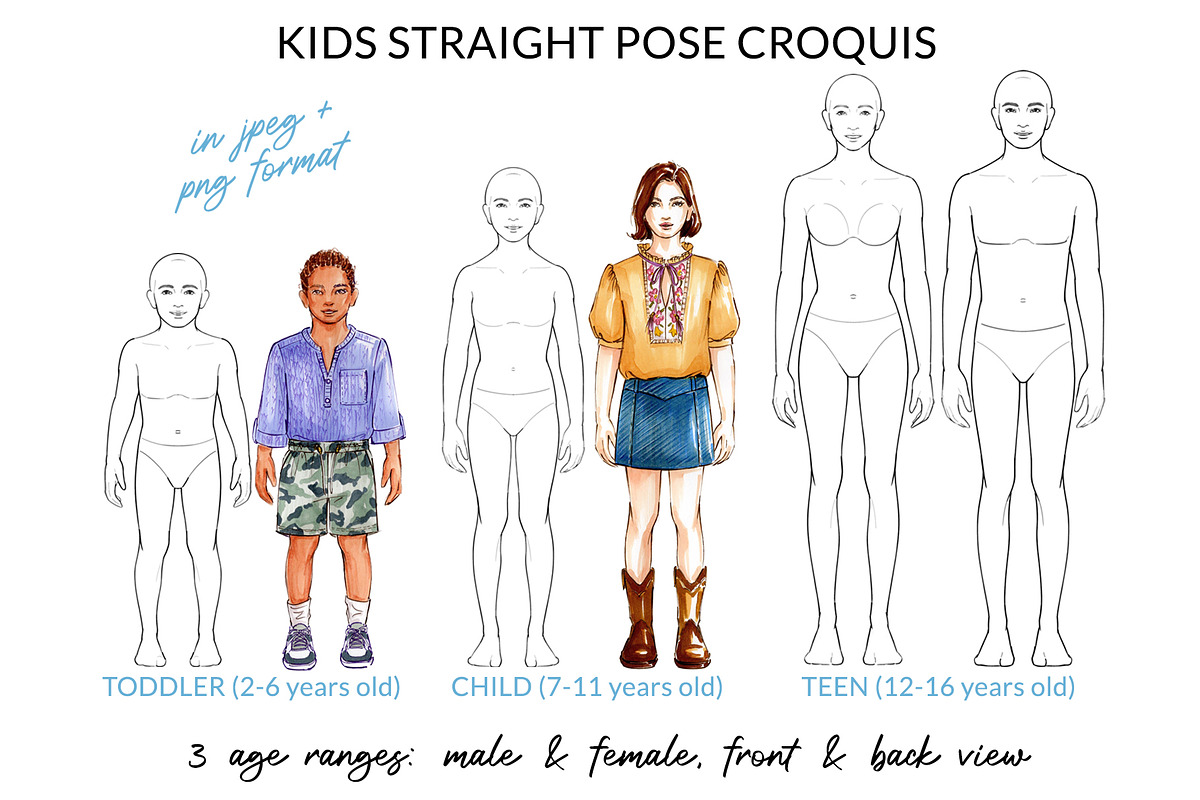 Kids Straight Pose Croquis, a Person Illustration by Art by Lin (Photo 1 of 3)