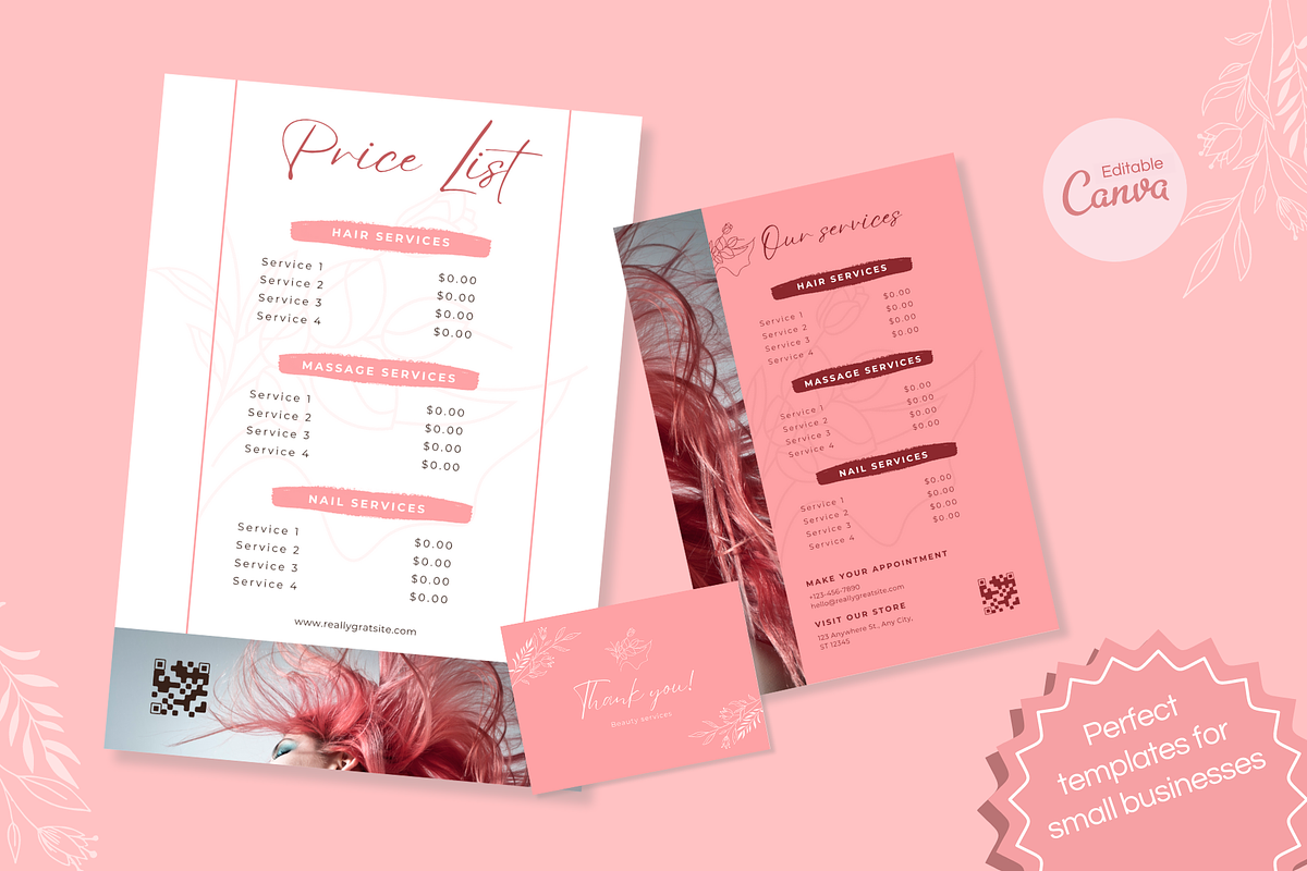 Hair & Beauty Salon Canva Templates, a Marketing Template by PaolaroiDesign (Photo 3 of 6)