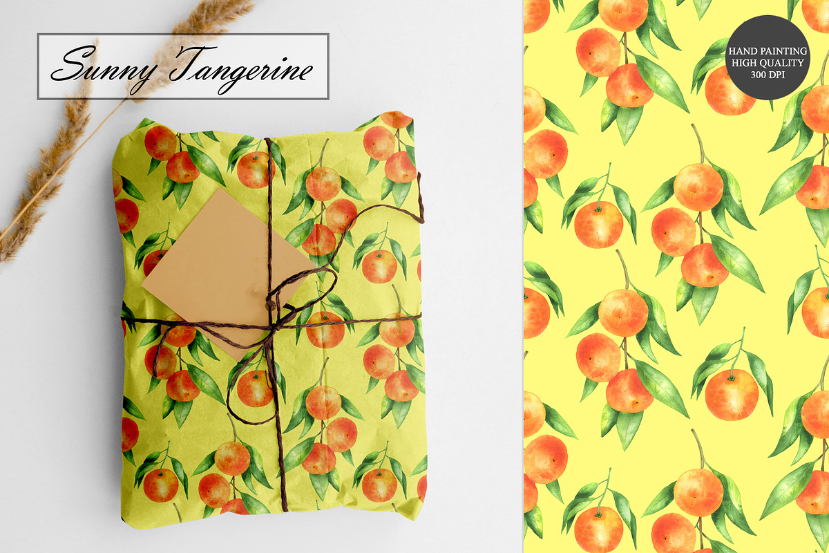 Tangerine Seamless Patterns, a Food Illustration by OlDm_Shop (Photo 4 of 10)