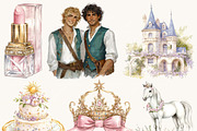 Watercolor Pastel Princess Clipart, a Person Illustration by SparkyDesignsUS (Thumbnail 4 of 9)