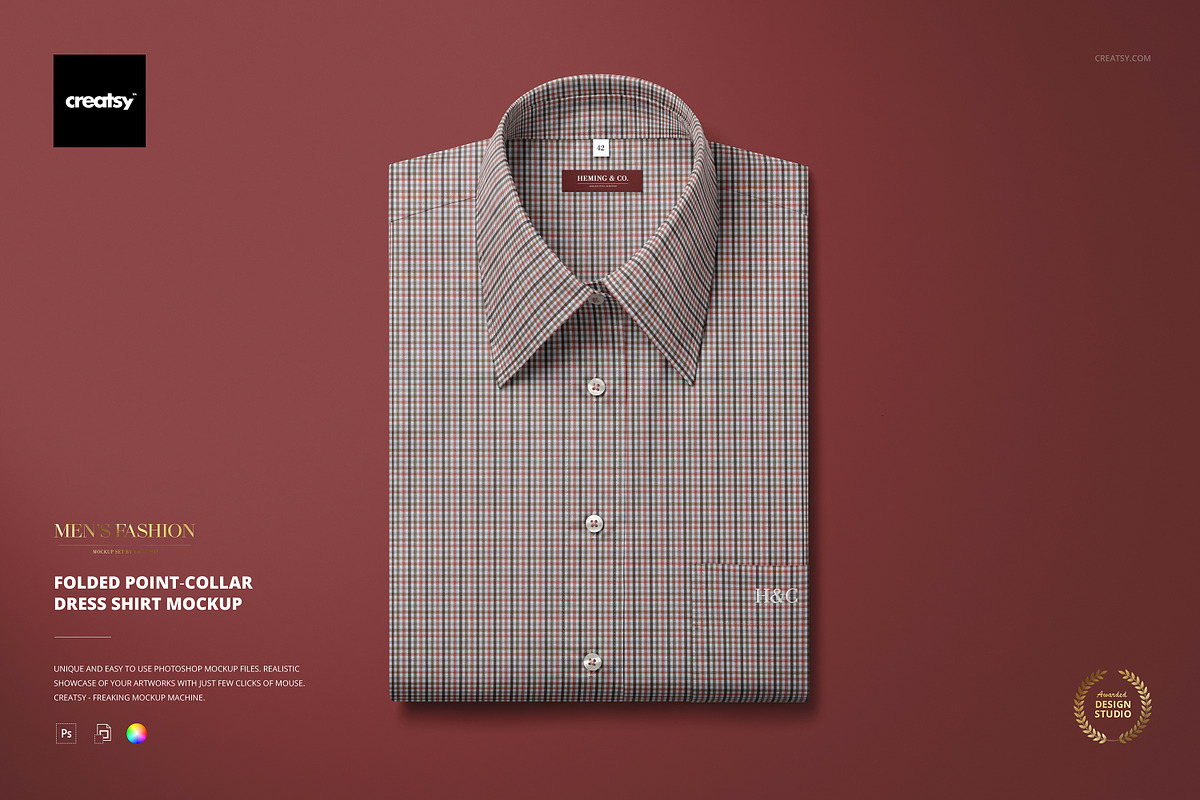 Point‐collar Dress Shirt Mockup, a Shirt Mockup by Creatsy (Photo 1 of 8)