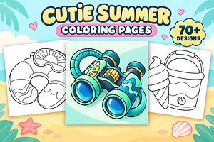 Cutie Summer Coloring Pages Vol. 2, a Seasonal Illustration by Inkivelle Studio