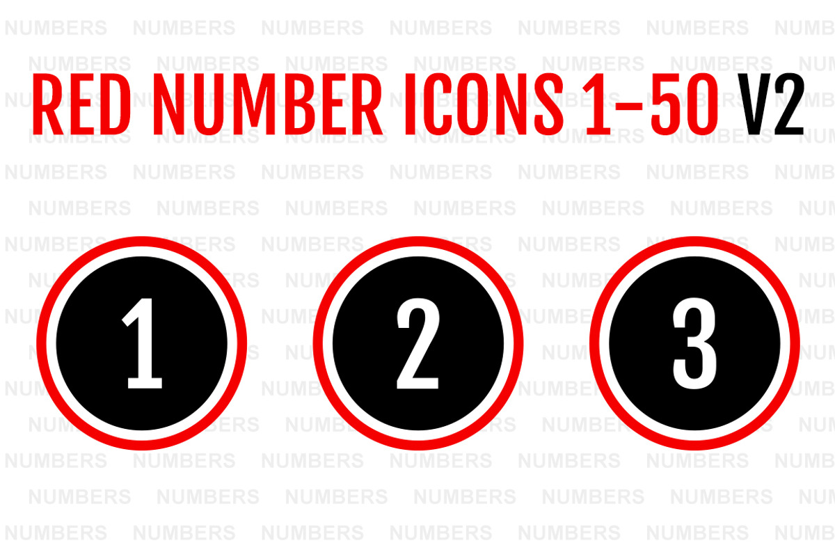 Red Number Icons 1-50 v2, an Icon by Designs By Alfredo