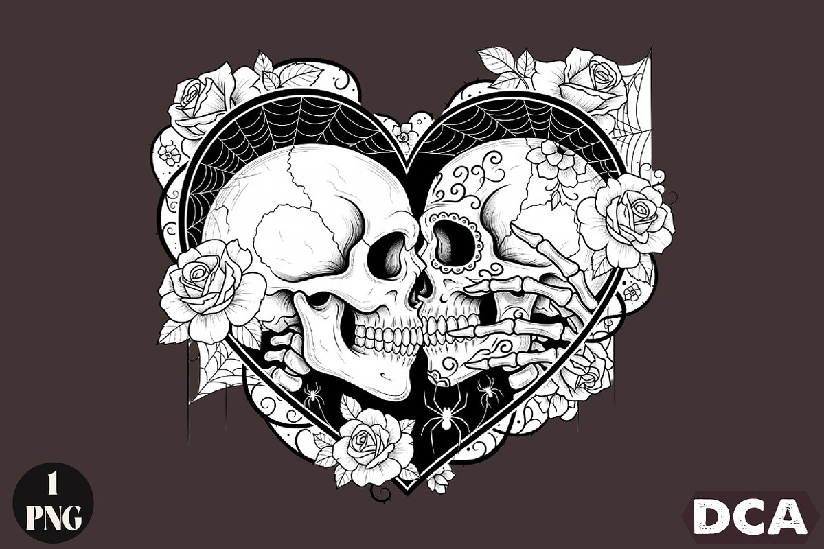Love Skull Halloween PNG, an Illustration by DreamCafeArt (Photo 1 of 7)