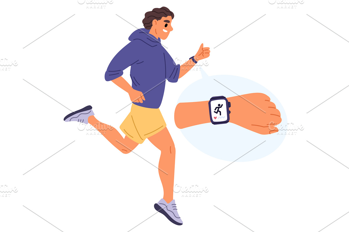Young man running and looking at, a Sport Illustration by Vectorbuum