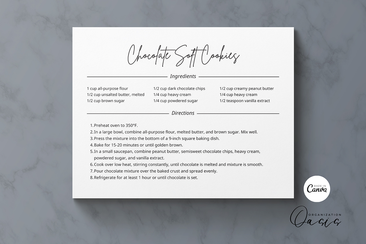Minimalist Recipe Card Template, a Card Template by OrganizationOasisRo (Photo 2 of 10)