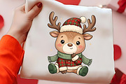 Cute Christmas Reindeer Plaid PNG, a Seasonal Illustration by CrexoraLab (Thumbnail 2 of 4)
