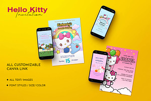 Hello Kitty Birthday Invitation Card, a Social Media Template by DesignGenix