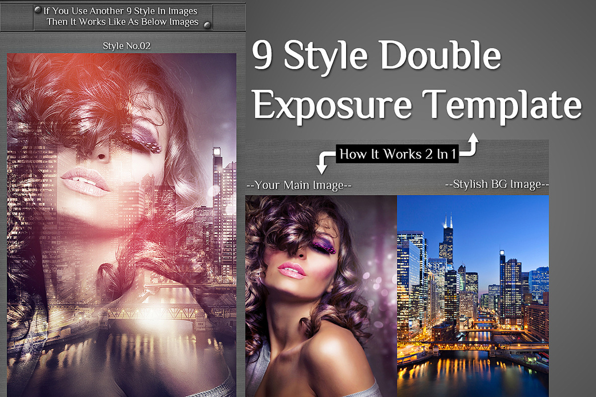 9 Style Double Exposure Template, a Texture Graphic by MithunLekson (Photo 2 of 5)