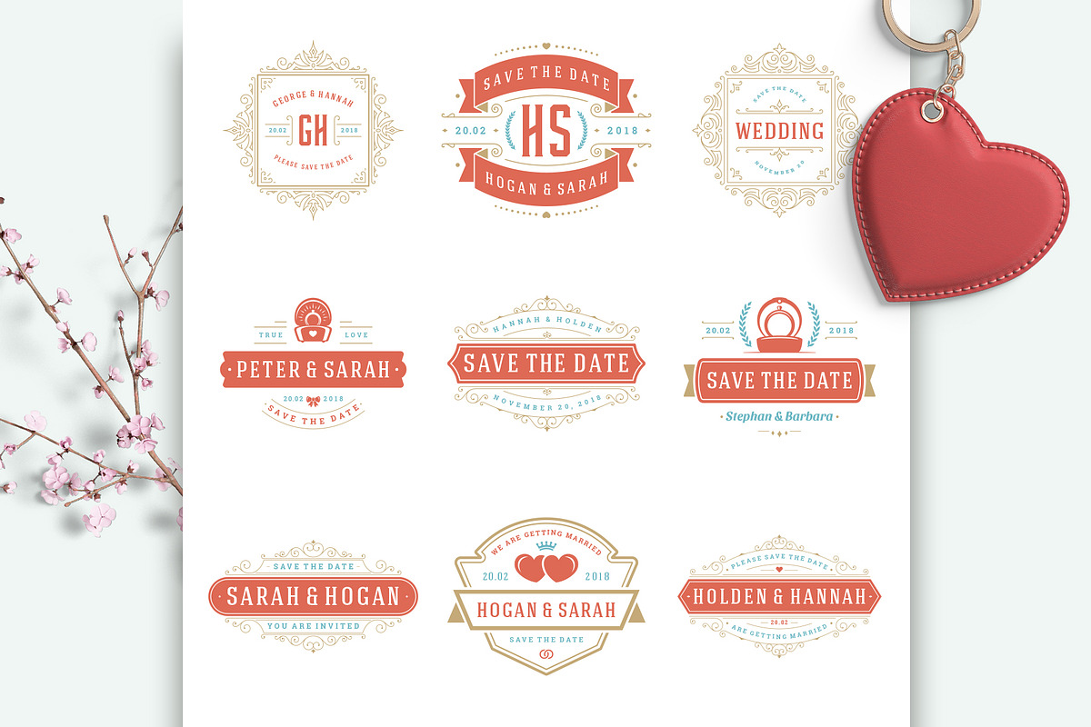 18 Wedding Logos and Badges, a Branding & Logo Template by Vasya Kobelev (Photo 9 of 14)
