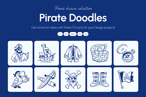 Pirate Doodle Icon Set, an Outline Icon by Vectors Market