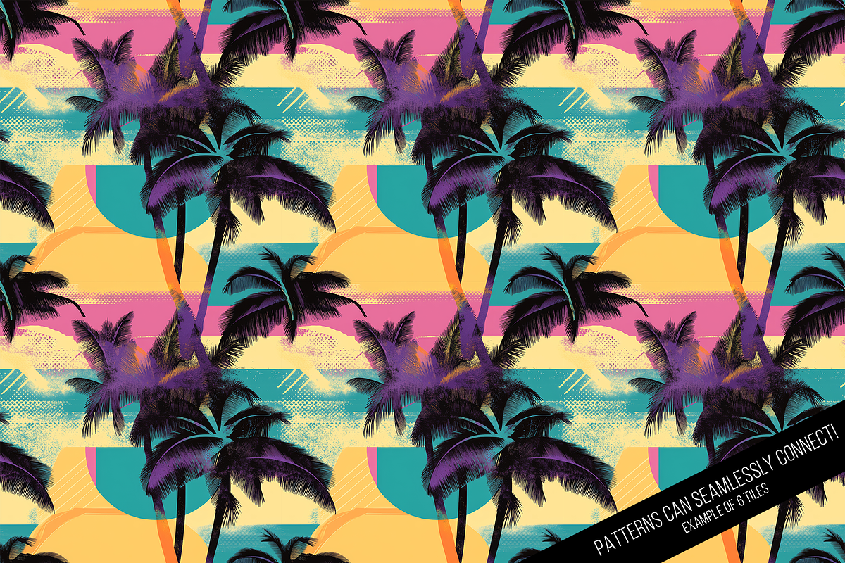 Tropical 80s Retrowave Digital Paper, a Pattern Graphic by Chromolume Studio (Photo 4 of 15)