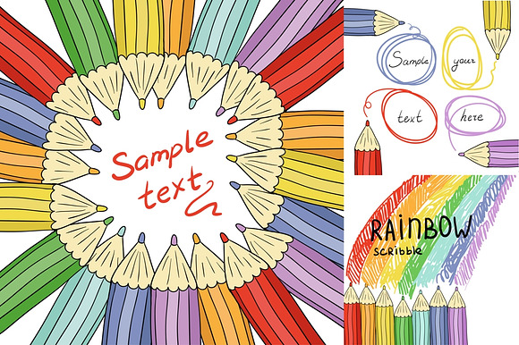 Set Of Backgrounds Color Pencils
