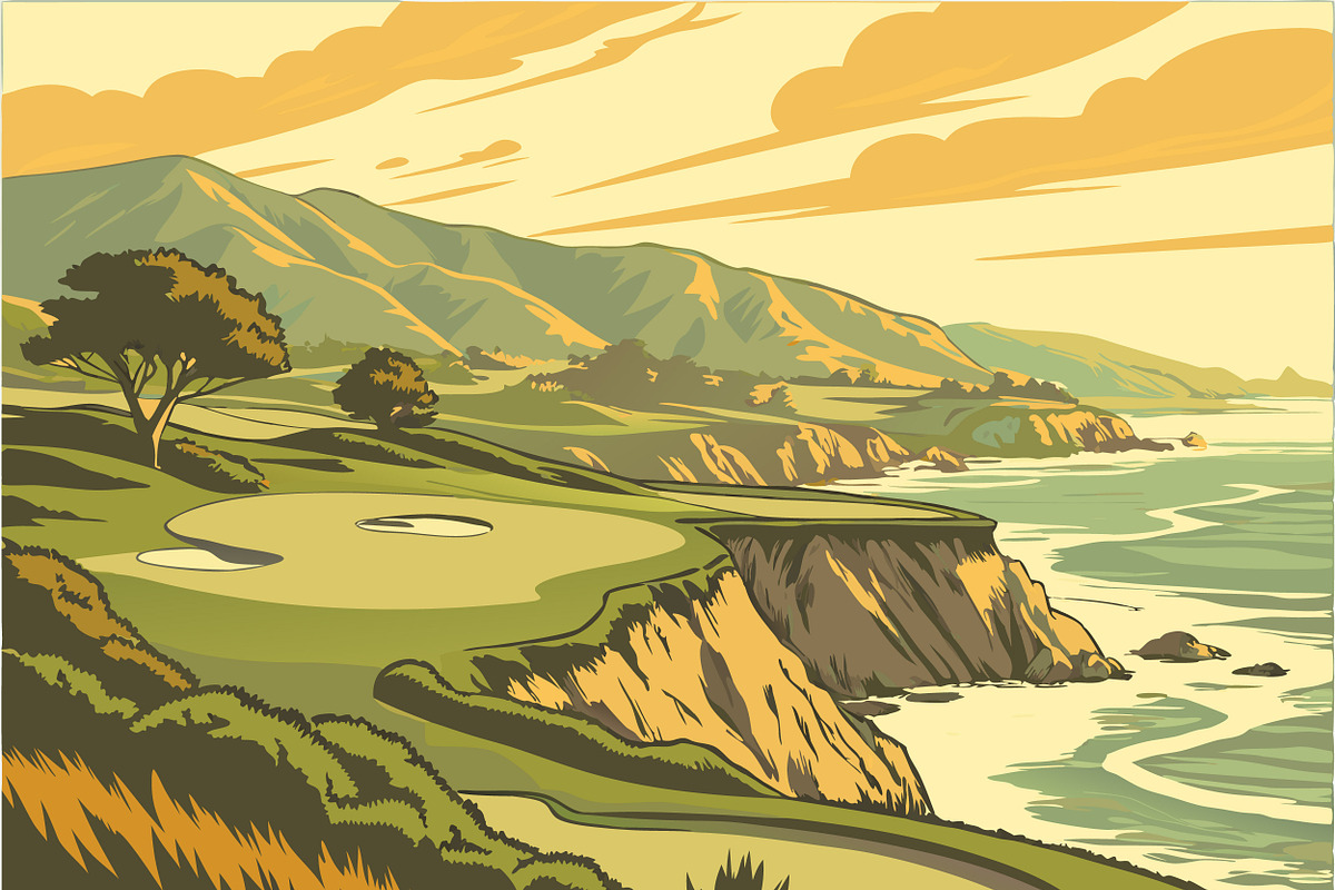 golf course with rolling hills, a Sport Illustration by SouravDesign (Photo 1 of 3)