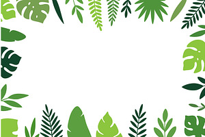 Tropical leaves frame. Green border, an Illustration by GraphiShop