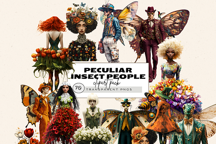 PECULIAR INSECT PEOPLE CLIPART PACK, a Person Illustration by Daring Digies