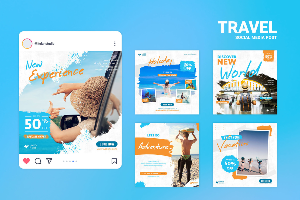 Travel Social Media Post, a Social Media Template by itefan Studio (Photo 3 of 4)