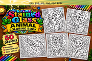 Stained Glass Animal Coloring Book, an Animal Illustration by Design Station (Thumbnail 2 of 3)