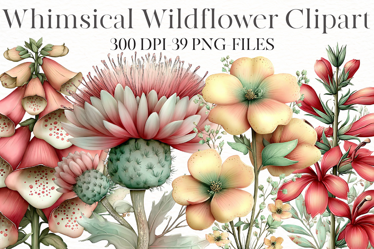 Whimsical wildflower Clipart, an Illustration by Designworld (Photo 1 of 8)
