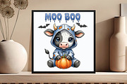Moo Boo Halloween Cow PNG, an Illustration by DreamCafeArt (Thumbnail 3 of 6)