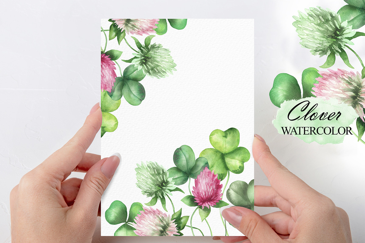 Watercolor clovers clipart, an Illustration by OlDm_Shop (Photo 5 of 6)