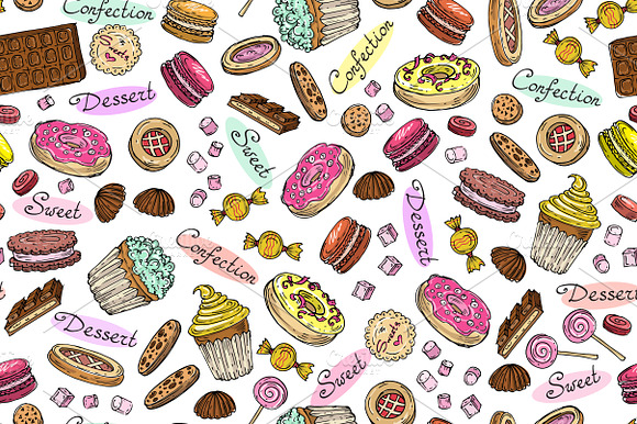 Pattern with hand drawn confection preview 2
