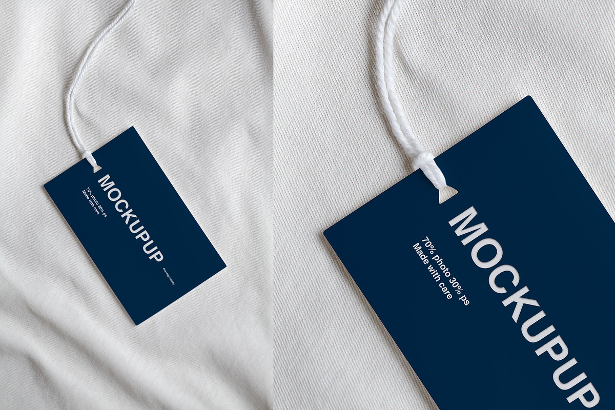 Clothes label tag blank white mockup, an Advertising Mockup by Olha Klein (Photo 3 of 3)