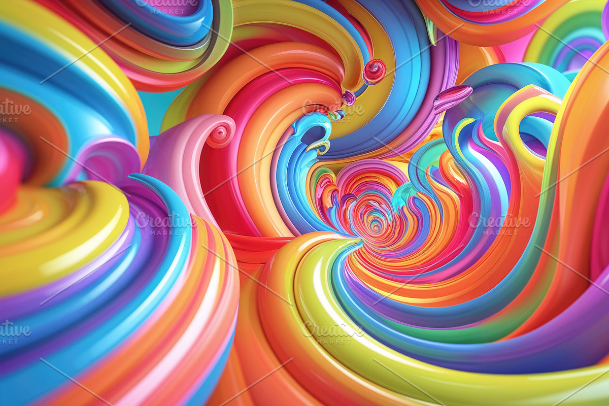 Glossy ribbons twisting inward, an Illustration by wavebreak