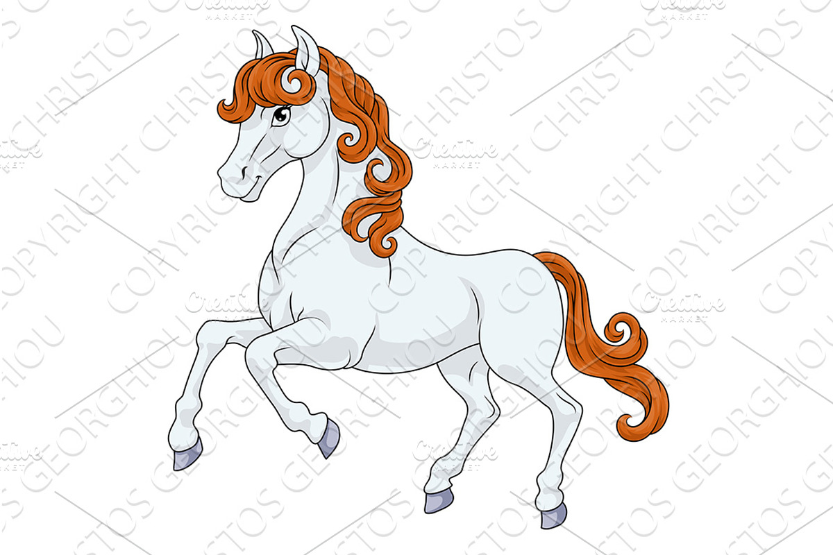 Horse Cartoon Cute Animal Character, an Animal Illustration by Christos Georghiou