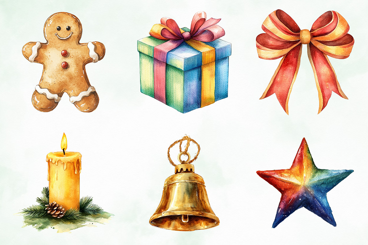 Watercolor Brush Doodle Christmas, an Illustration by Creative Art (Photo 10 of 10)