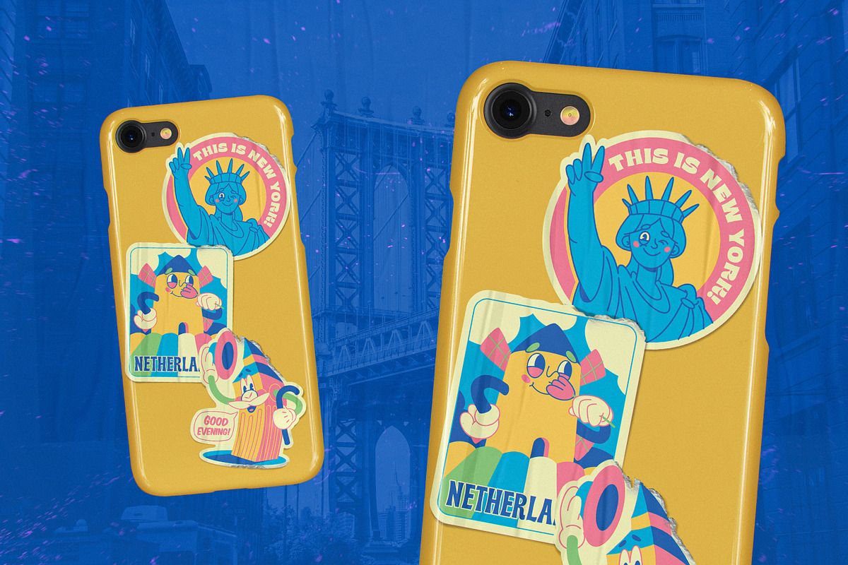 Retro Stickers. Big Travel Pack., an Object Illustration by Red Monkey (Photo 6 of 12)