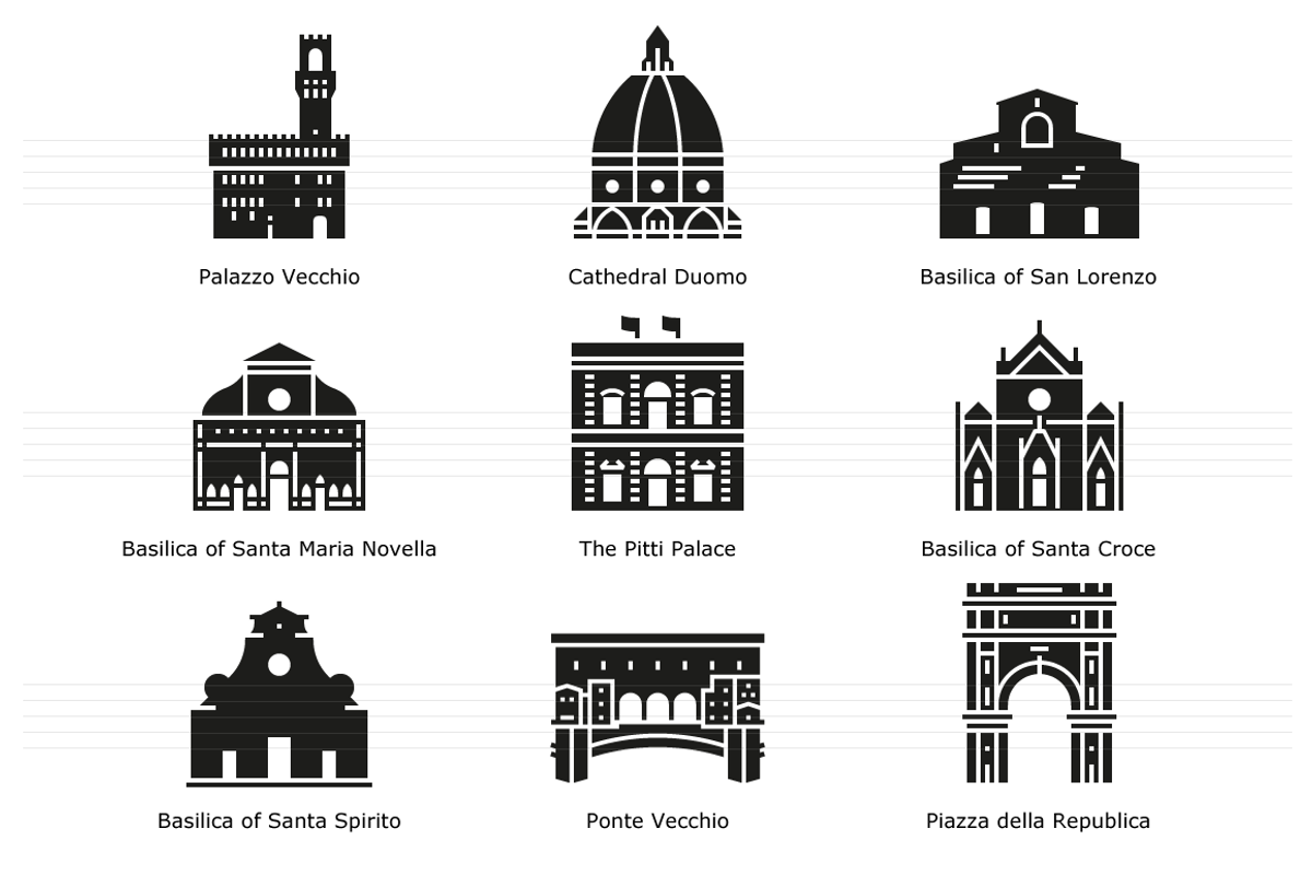 Landmarks of Italy - Florence, an Outline Icon by Jozsef Balazs-Hegedus (Photo 3 of 7)