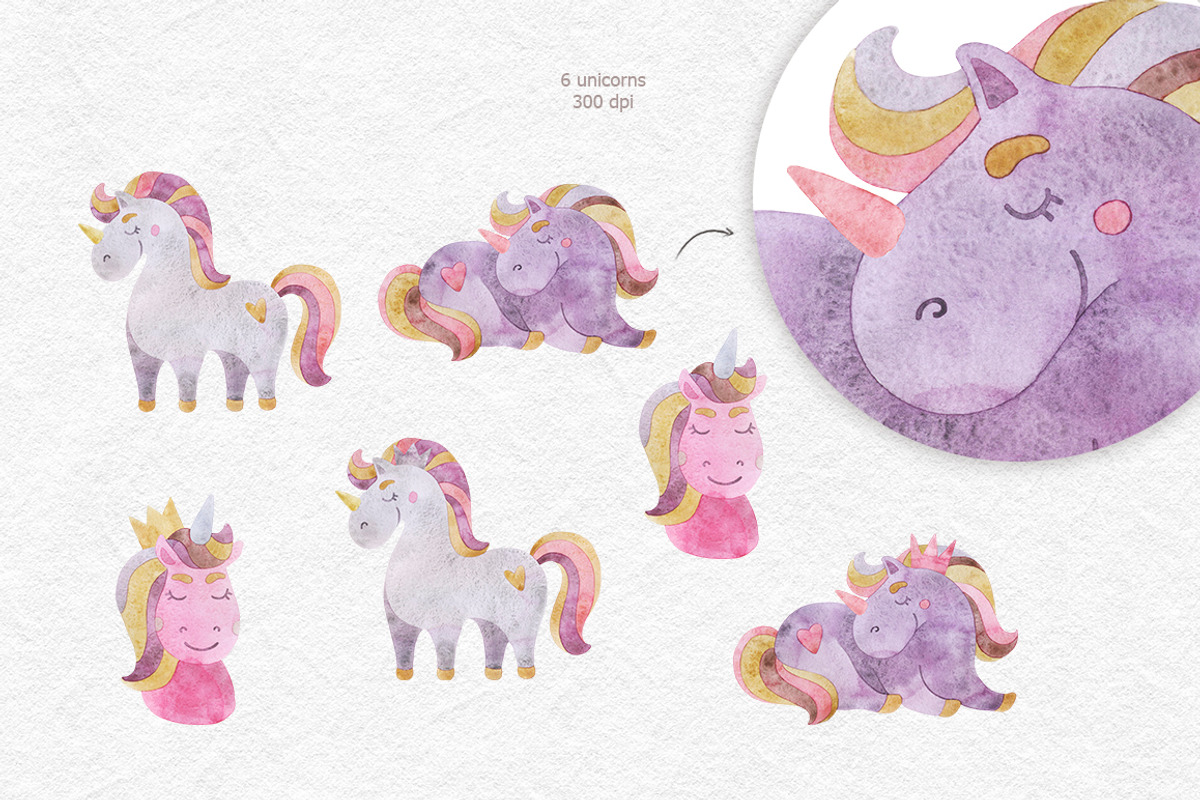 Rainbows and unicorns clipart, a Decorative Illustration by CreativeByLu (Photo 5 of 15)